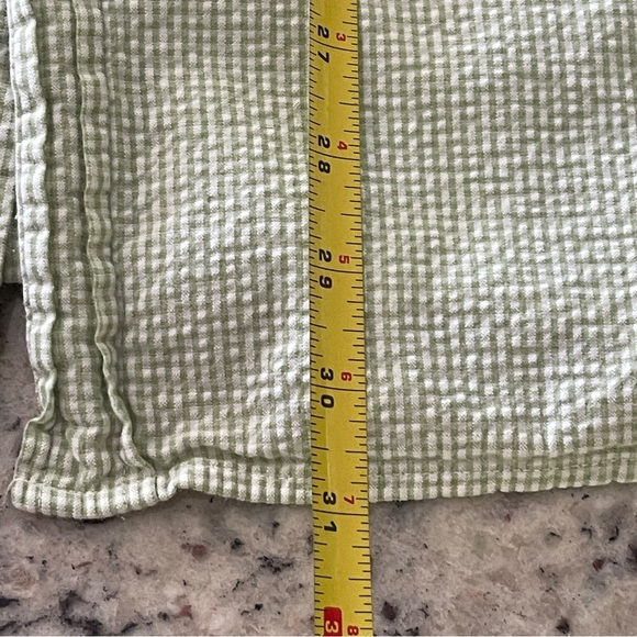 J. Crew Green White Striped Seersucker Button Up Size Large Short Sleeve Cotton - Picture 5 of 5